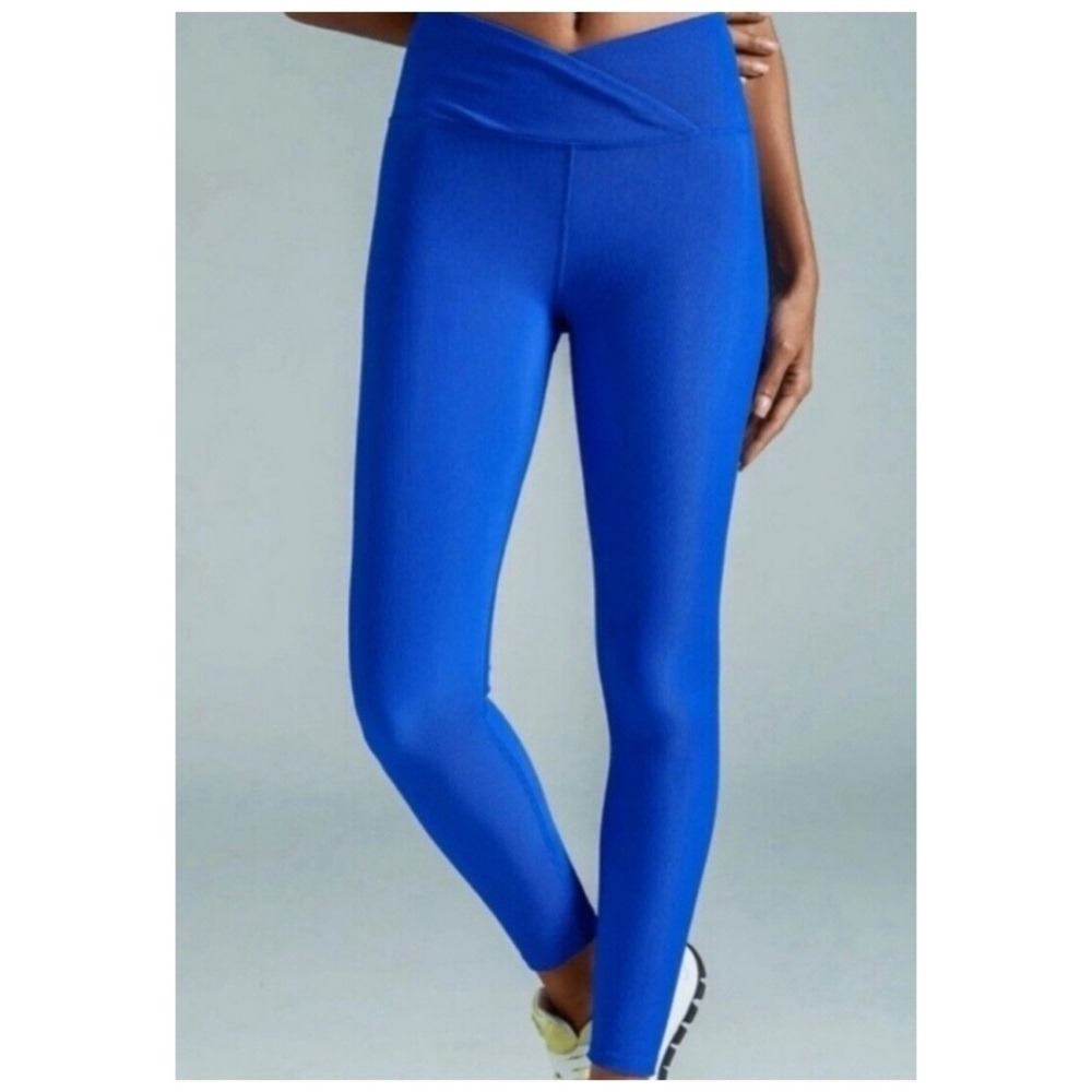 Noli Ribbed Crossover Waist‎ Leggings Women's Size S Blue Activewear